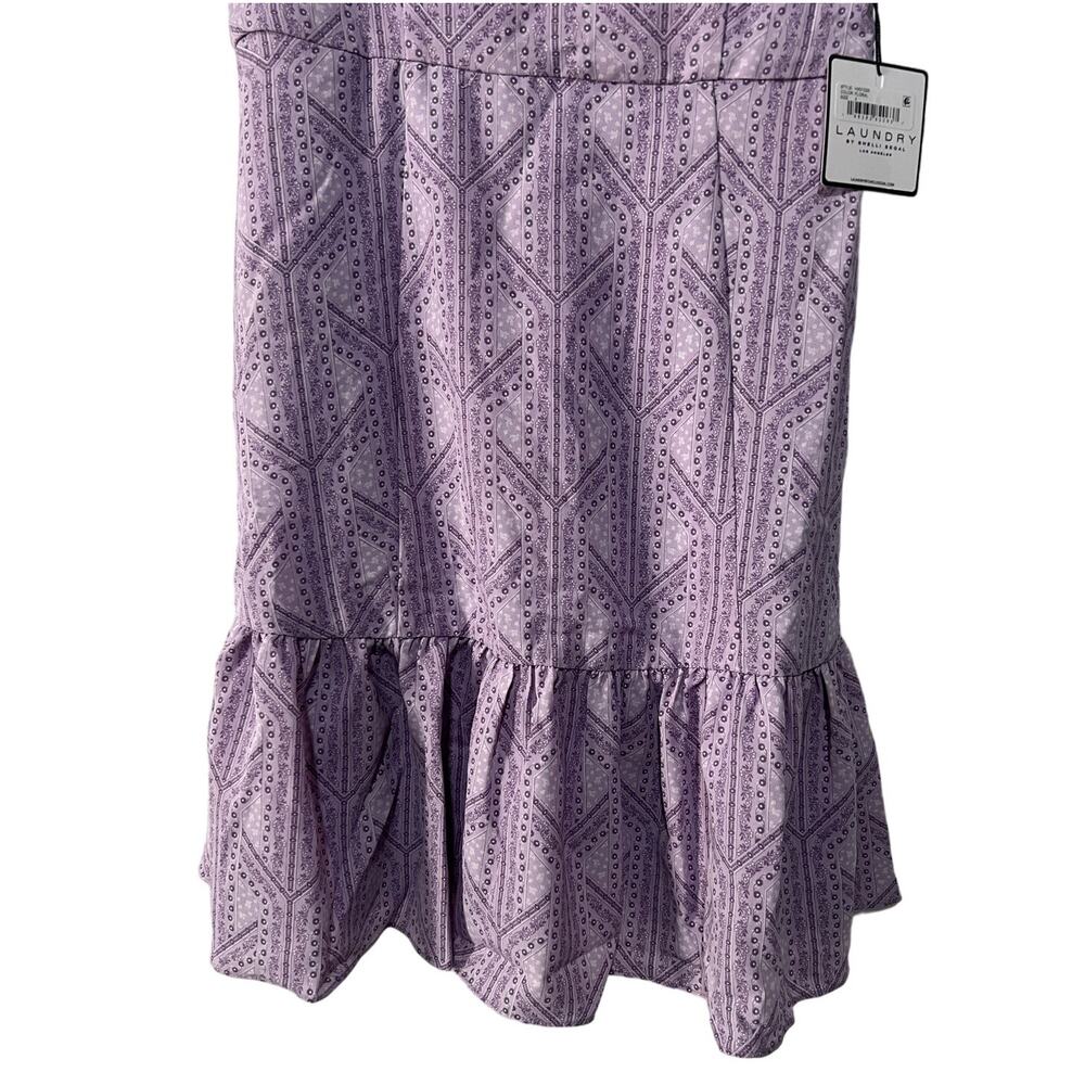 LAUNDRY SHELLI SEGAL WMNS SZ 4 PURPLE FLORAL RUFFLE PUFF SLEEVE MINI DRESS NEW - Picture 6 of 12